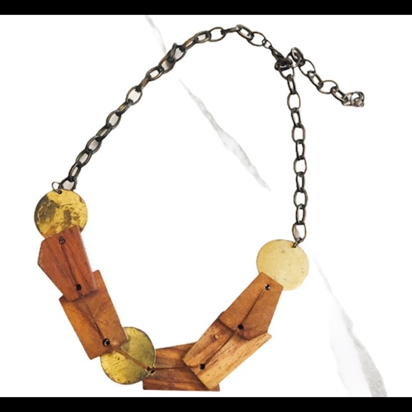 PRIMARK Boho Wooden Piece With Circle Detail Rustic Style Chain Bronze One Size - Picture 5 of 5